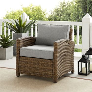 Bradenton Wicker Outdoor Chair In Gray and Weathered Brown