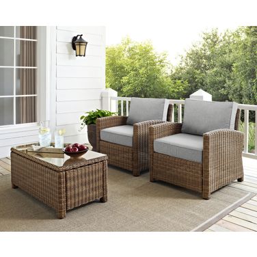 Bradenton Wicker Outdoor Chair Set of 2 In Gray and Weathered Brown