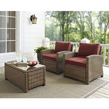 Bradenton Wicker Outdoor Chair Set of 2 In Sangria and Weathered Brown