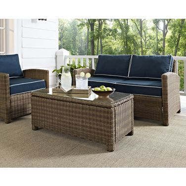 Bradenton Wicker Outdoor Coffee Table In Weathered Brown