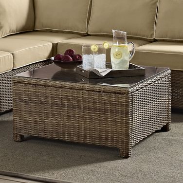 Bradenton Wicker Outdoor Sectional Coffee Table In Weathered Brown