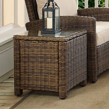 Bradenton Wicker Outdoor Side Table In Weathered Brown