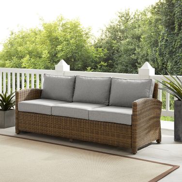 Bradenton Wicker Outdoor Sofa In Gray and Weathered Brown