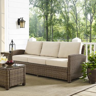 Bradenton Wicker Outdoor Sofa In Sand and Weathered Brown