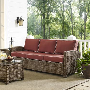 Bradenton Wicker Outdoor Sofa In Sangria and Weathered Brown