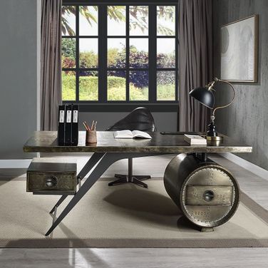 Brancaster Executive Desk with USB Port In Bronze Aluminum