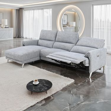Brande Left Chaise Power Sectional In Gray