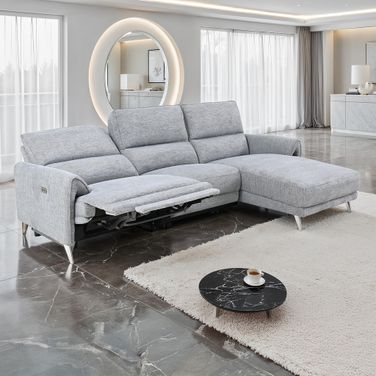 Brande Right Chaise Power Sectional In Gray