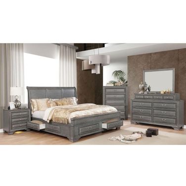 Brandt Gray Storage Sleigh Bedroom Set