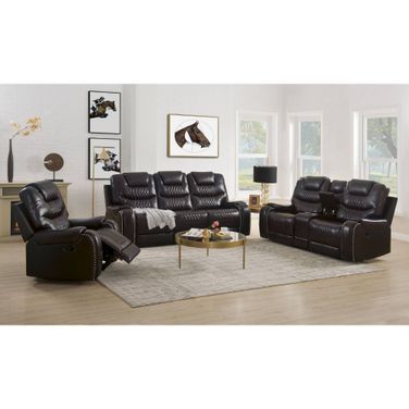 Braylon Motion Living Room Set In Brown Pu
