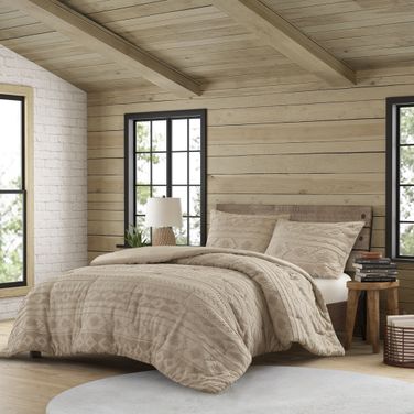 Breckenridge Chenille Oversized 3 Piece King/Cal King Comforter Set In Tan