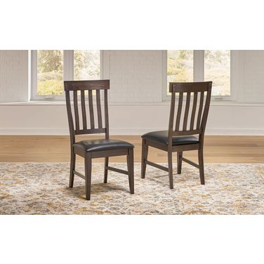 Bremerton Slatback Side Chair Set of 2 with Upholstered Seating Warm Grey Finish
