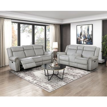 Brennen Double Reclining Living Room Set In Gray