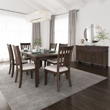 Brentwood Rectangular Dining Room Set with Extension In Arbor Oak and Brown