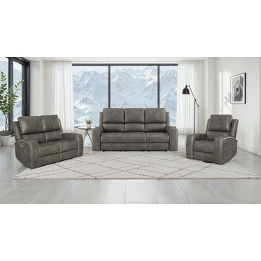 Brickston Triple Power Reclining Living Room Set In Charcoal