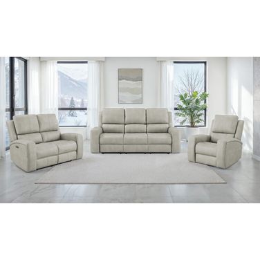 Brickston Triple Power Reclining Living Room Set In Grey