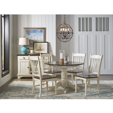 British Isles Chalk Cocoa Bean 42" Extendable Round Dining Room Set