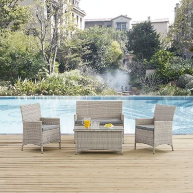 Bridge Light Gray 4 Piece Outdoor Patio Conversation Set