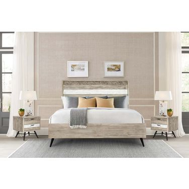 Bridges 3-Piece King Bedroom Set In Two-Tone Acacia Wood