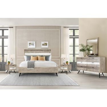 Bridges 4-Piece King Bedroom Set In Two-Tone Acacia Wood