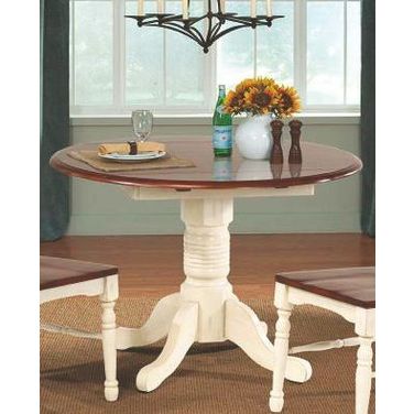 British Isles 42" Merlot Buttermilk Round Double Drop-Leaf Dining Table