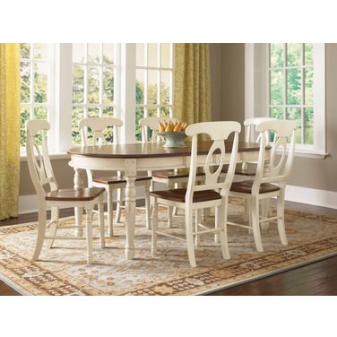 British Isles 76" Merlot Buttermilk Extendable Oval Dining Table