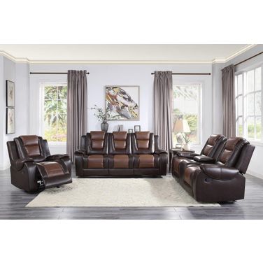 Briscoe Light And Dark Brown Double Reclining Living Room Set