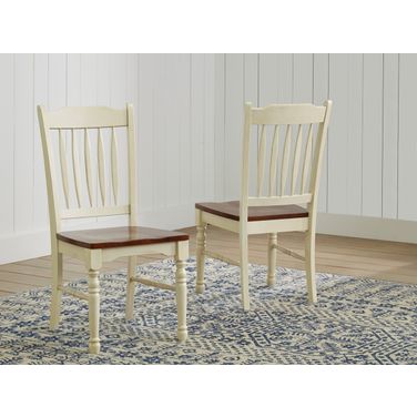 British Isles Merlot Buttermilk Slatback Side Chair Set of 2