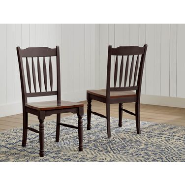 British Isles Oak Black Slatback Side Chair Set of 2