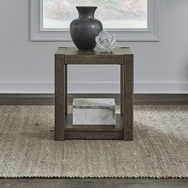 Broadmore Square Chairside Table In Brown