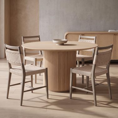 Bronze Bay Belfast 54 Inch Round Dining Room Set In Natural Oak