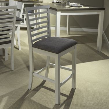 Brook Bay Upholstered Ladder Back Counter Chair Set of 2 In Textured White and Carbon Gray
