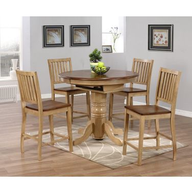 Brook Slat Back Stools 5 Piece Round or Oval Butterfly Leaf Pub Table Set