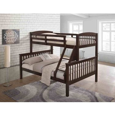 Brookings Twin/Full Bunk Bed with Mattresses In Dark Cherry
