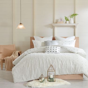 Brooklyn 7 Piece Cotton Jacquard King Comforter Set In Ivory
