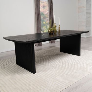Brookmead Rectangular Dining Table with 18 Inch Removable Extension Leaf Black