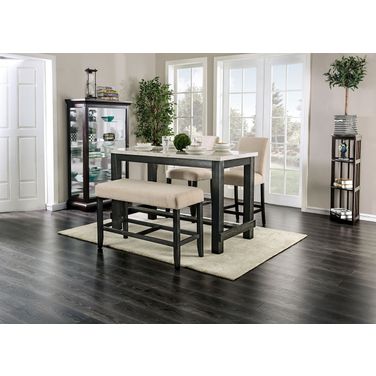 Brule Counter Heigh Dining Room Set In White and Antique Black