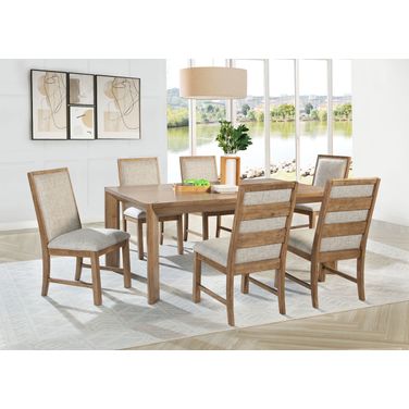 Bruner Rectangular Wood Dining Room Set In Natural Brown