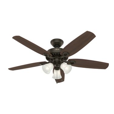 Builder 52 Inch Ceiling Fan with LED Light Kit and Pull Chain In New Bronze and Brazilian Cherry