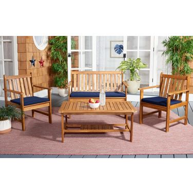 Burbank Natural/Navy 4 Piece Outdoor Set