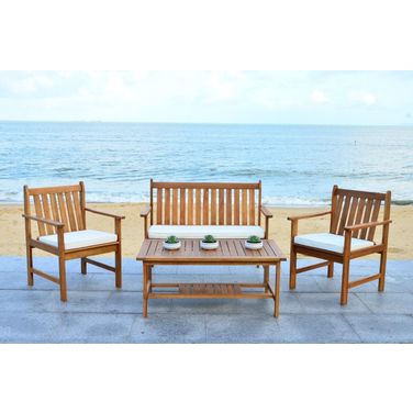 Burbank Teak Look and Beige 4-Piece Outdoor Set
