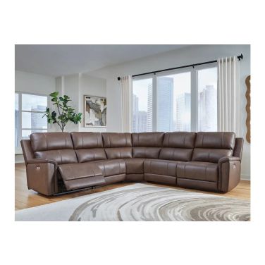Burnley 5-Piece Power Reclining Sectional In Espresso