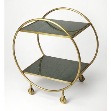 Butler Orian Green Marble and Metal Serving Table