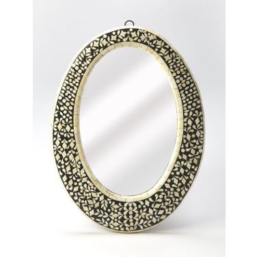 Butler Orzo Black Bone Inlay Oval Wall Mirror