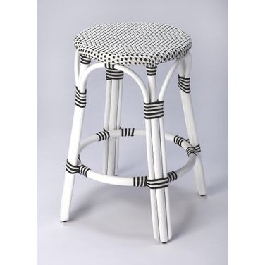 Butler Tobias Black and White Rattan Counter Stool 9371288