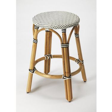 Butler Tobias Black and White Rattan Counter Stool 9371295