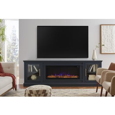 Byron 98 Inch Fireplace Console In Malta Blue