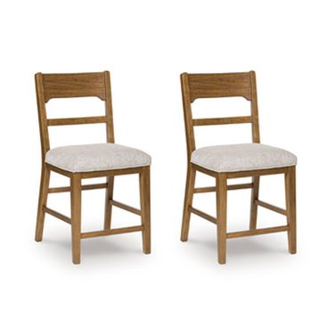 Cabalynn 42 Inch Counter Height Barstool Set of 2 In Oatmeal and Light Brown
