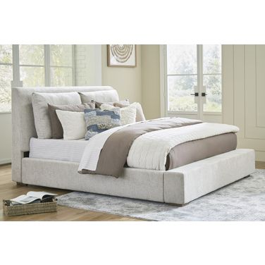 Cabalynn King Upholstered Bed In Light Brown
