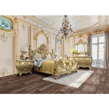 Cabriole Bedroom Set In Light Gold Pu And Gold